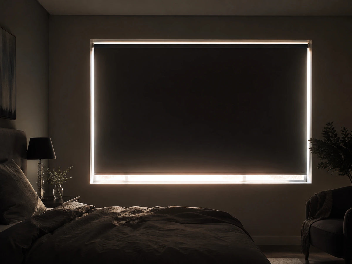 Daylight leaking around the top, sides and bottom of an ordinary blackout blind
