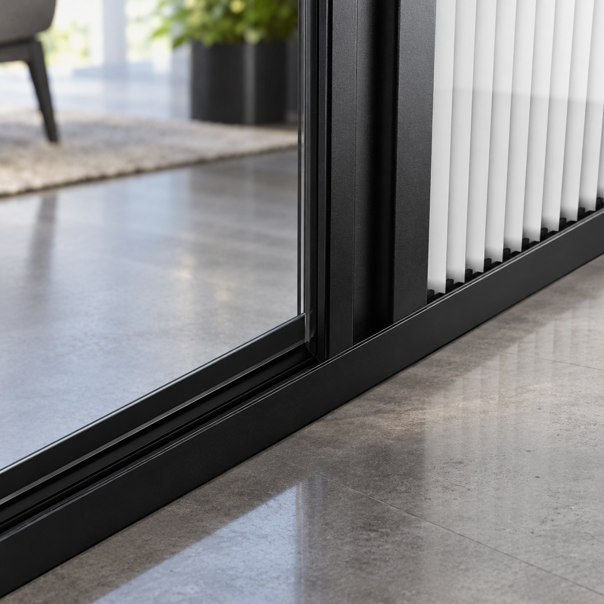Close-up of the colour-matched lower threshold